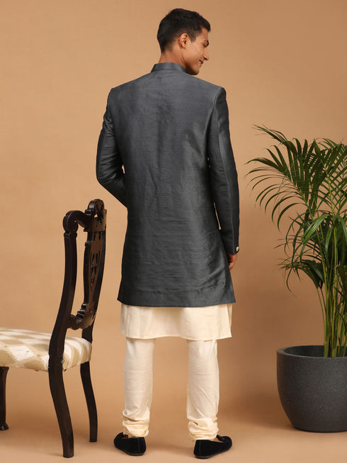 Vastramay Men's Grey Indo Western Combo Set